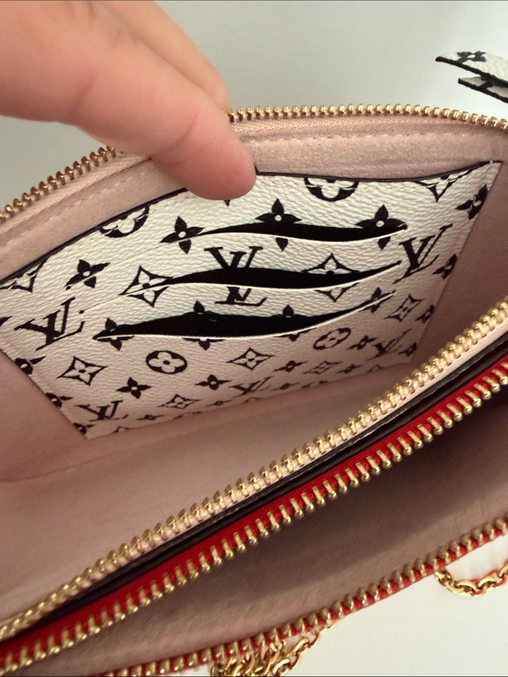 Vintage Louis Vuitton Giant Monogram RedPink Double Zip Pochette LIMITED EDITION - Picture 6 of 10